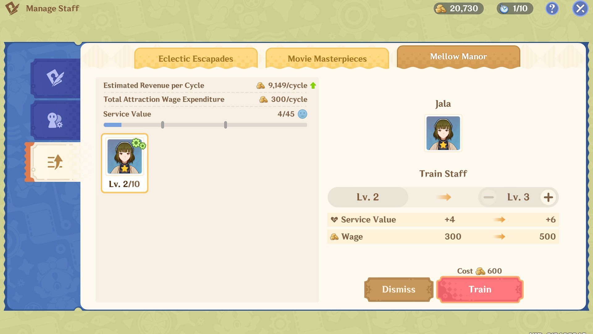 You can recruit and train staff to manage specific attractions (Image via Sportskeeda Gaming/HoYoverse)